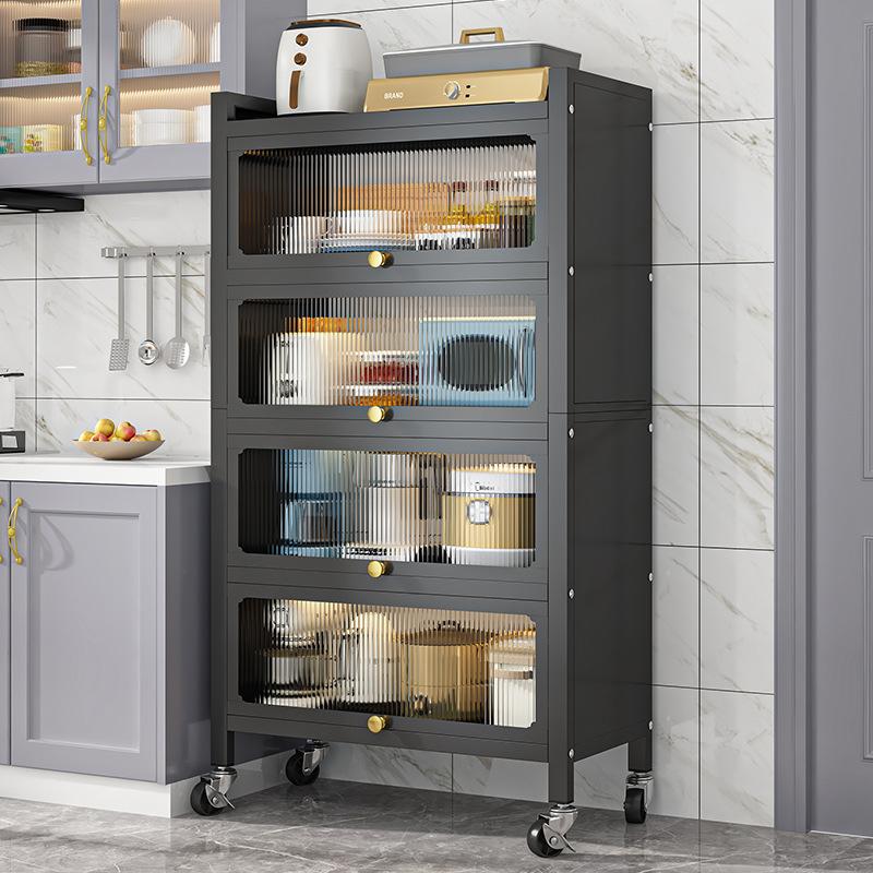 

Многоуровневая полка для хранения на кухне с дверцей и откидной пыленепроницаемой микроволновой печью, многофункциональные полки для хранения