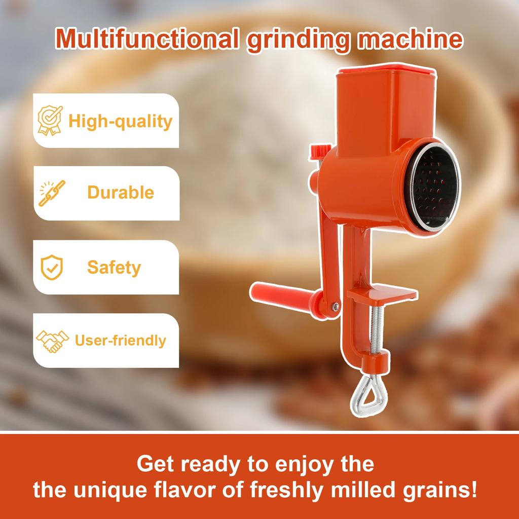 Hand Crank Grain Mill with Table Clamp Rustproof Manual Food Grinder with Blades for Home Kitchen Commercial Grinding Nut