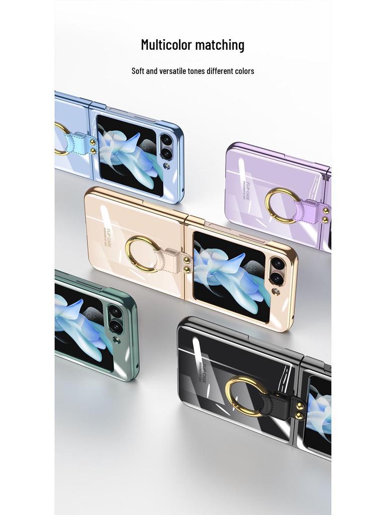 Samsung Z Flip5 Case with Ring: Electroplated, Foldable, Anti-Fall Protection