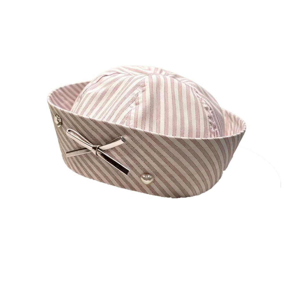 Cute Y2K Stripe Sailor Hat Bow JK Navy Hat Polyester Octagonal Captain Hat Summer