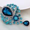 Wedding Bridal Bouquet Clear Crystal Rhinestone Teardrop Dangle Brooch Pin