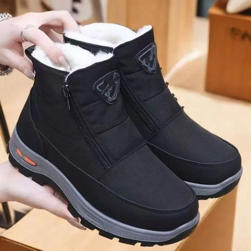 Stoffschuhe, Baumwollschuhe für ältere Menschen, Herren Plus Samt, Warm, Flauschig, Rutschfest, Wasserdicht, Lässige Papa Schneeschuhe, Baumwollschuhe, Herren
