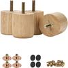 Patas de Muebles de Madera Maciza de 2 Pulgadas / 5 cm, 4 Piezas Patas Redondas Modernas de Madera tipo 'Bun Feet' para Sofá con Pernos Colgantes Roscados M8 y Placa de Montaje y Tornillos