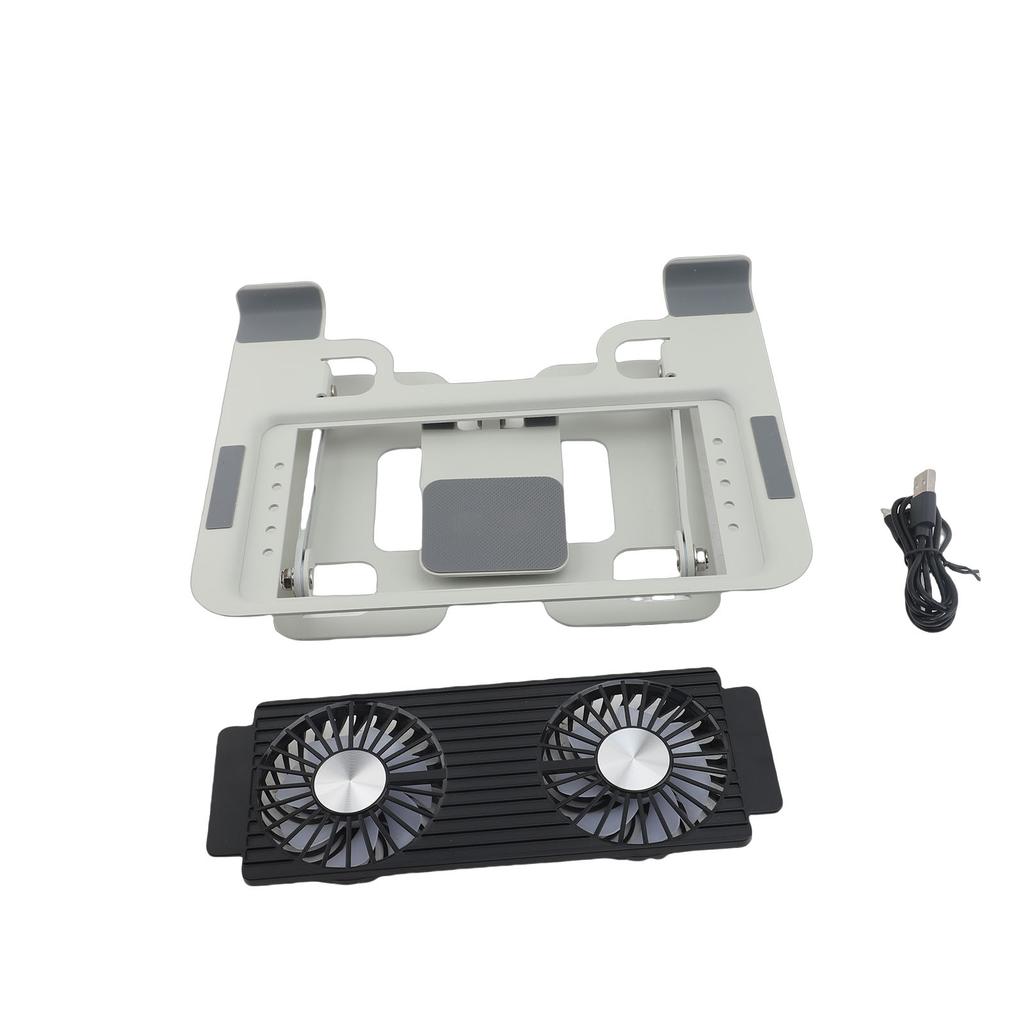 Laptop Cooling Stand Phone Holder 2 In 1 Design Hollow Out Base Laptop Stand with Fan for Home Silver