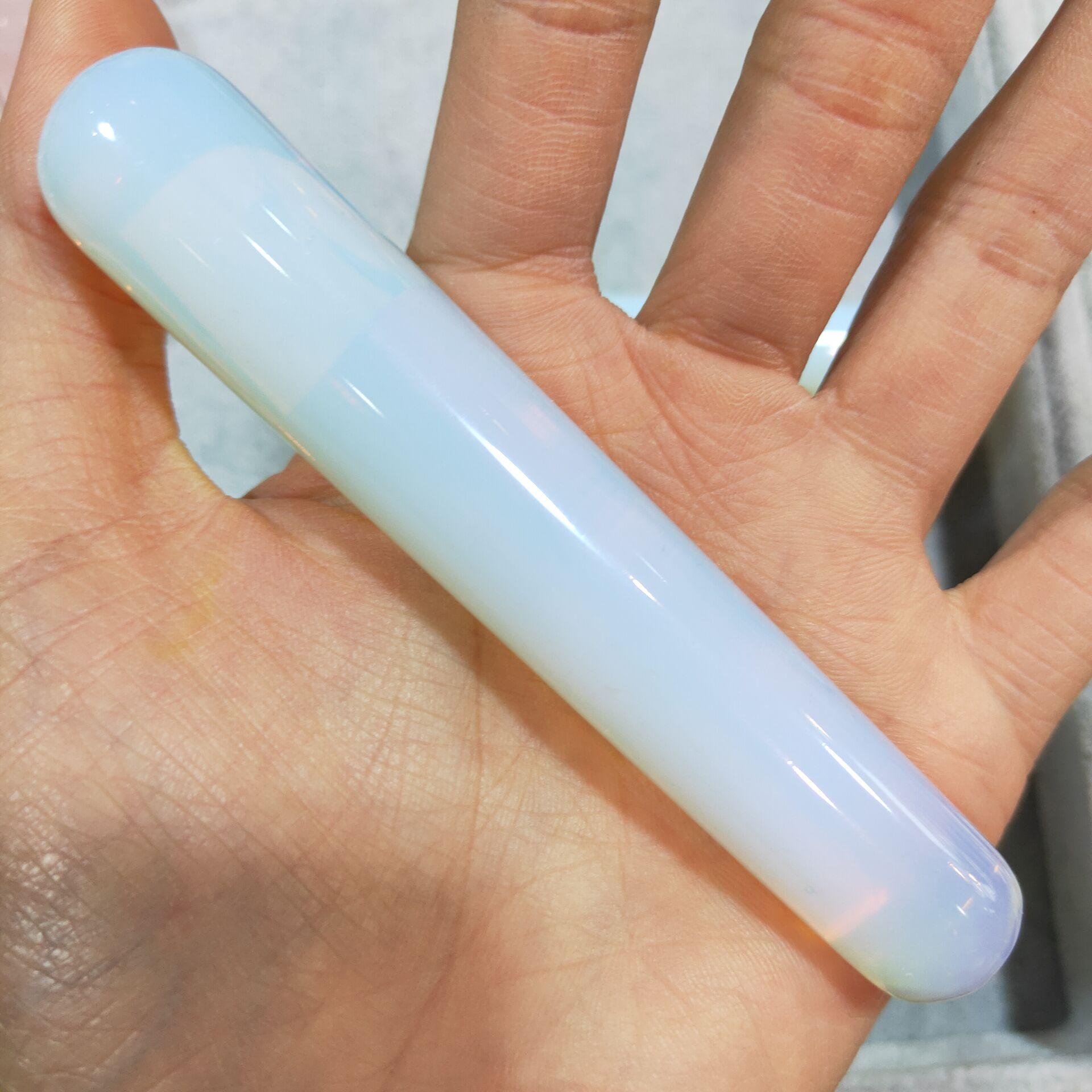 

Natural White Quartz Stone Healing Crystal Opal Massage Wands Stick Anti Age Tool