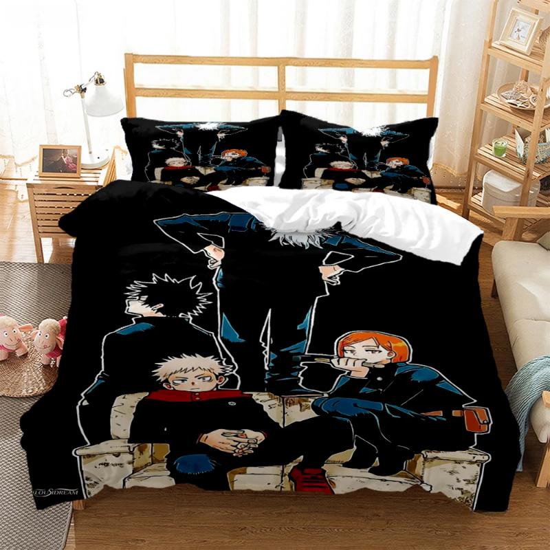 Jujutsu Kaisen Bedding Set Quilt Cover Pillowcase Anime Figure Satoru Gojo Bed Bedroom Duvet Cover Decor Beddings Suit Kids Gift