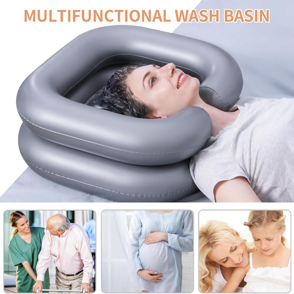 Portable Inflatable Shampoo Basin Bowl Hair Washing for Bedridden Disabled Injured Hair Wash Tub for Dreadlocks and At Home Sink