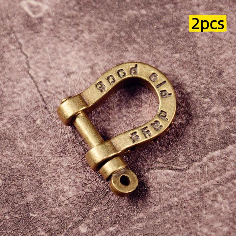 2Pcs Brass Horseshoe Buckle Keychain Personalized Letter Buckle Decorative Buckle Diy Car Keychain Accessories