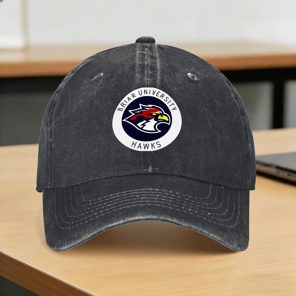 Washed Baseball Cap Off Campus Briar University Hawks Summer Trucker Hat For Unisex Fitted Retro Outdoor Gym Sun Snapback Cap