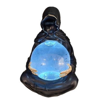 Resins Halloween Death God Crystal Ball with Bats LED Lighted Water Globe Decoration For Collectors And Home Display