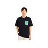 Li Ning X Rooovie Artist Collaboration Color Block Checkerboard Pocket Print Loose Fit Round Neck Short Sleeve T-Shirt Unisex Tops Black AHSSB57-3