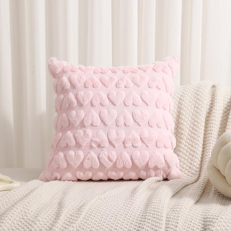 Snow Velvet Quilted 3D Heart Pillow Cover for Valentine's Day - Sofa or Bedroom Decor