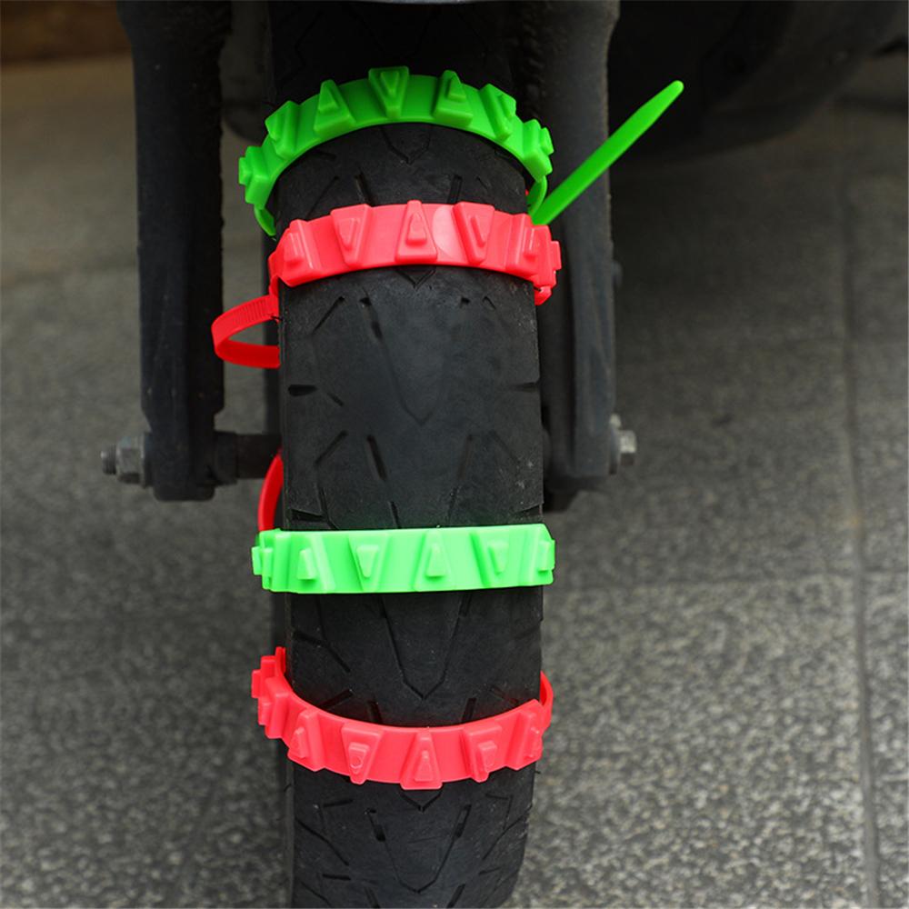 10x Red Nylon Triangle Tire Non-slip Snow Chains For Motorcycles Bicycles Wheels