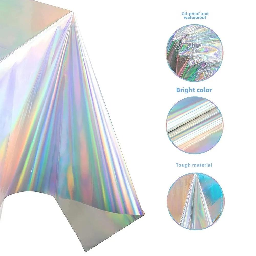 2/3/5pcs Laser Rainbow Theme Party Disposable Tablecloth & Rectangular Cover for Birthday Wedding Home Decor Supplies
