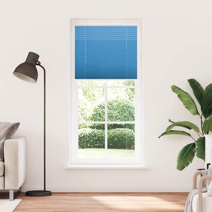 VidaXL Store plissé bleu 85x200 cm largeur du tissu 84,4 cm polyester, store plissé de fenêtre, store accordéon, store 4015208