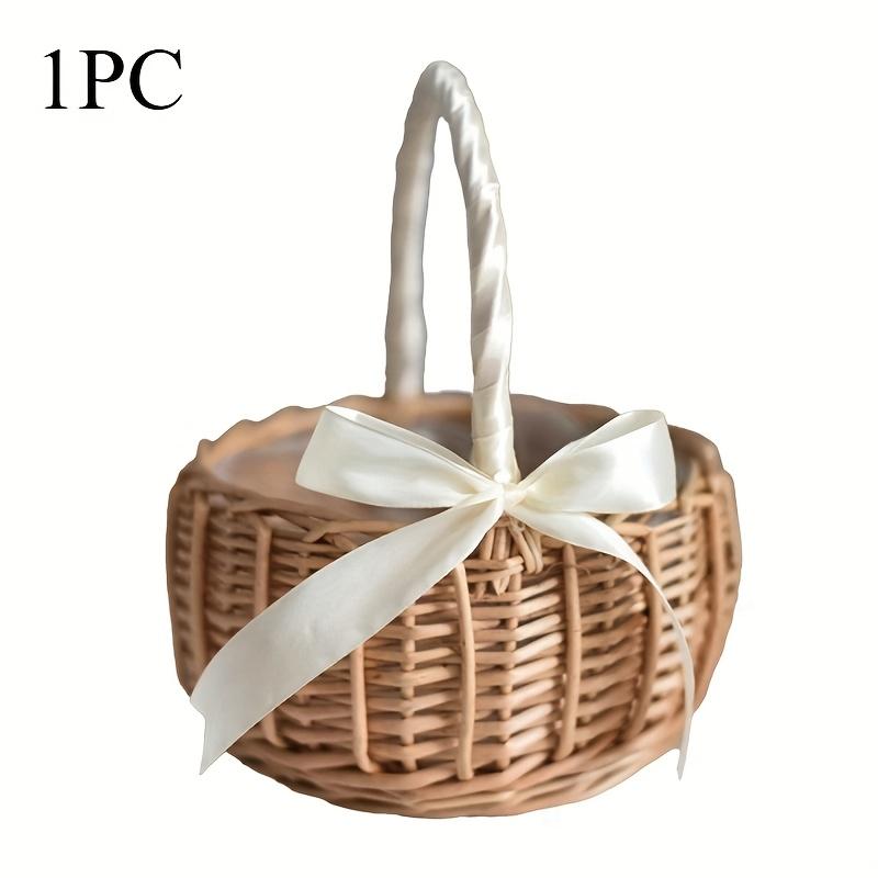 1pc Handwoven Rattan Wedding Basket,Detachable Liner, Multi-Functional for Flower Petals Storage, Rustic Oval Design for Home