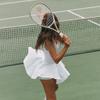 Womens Tennis Dress With Built-in Bra Pad Breathable Mesh Panel Flowy Skirt Hem Yoga Badminton Sport