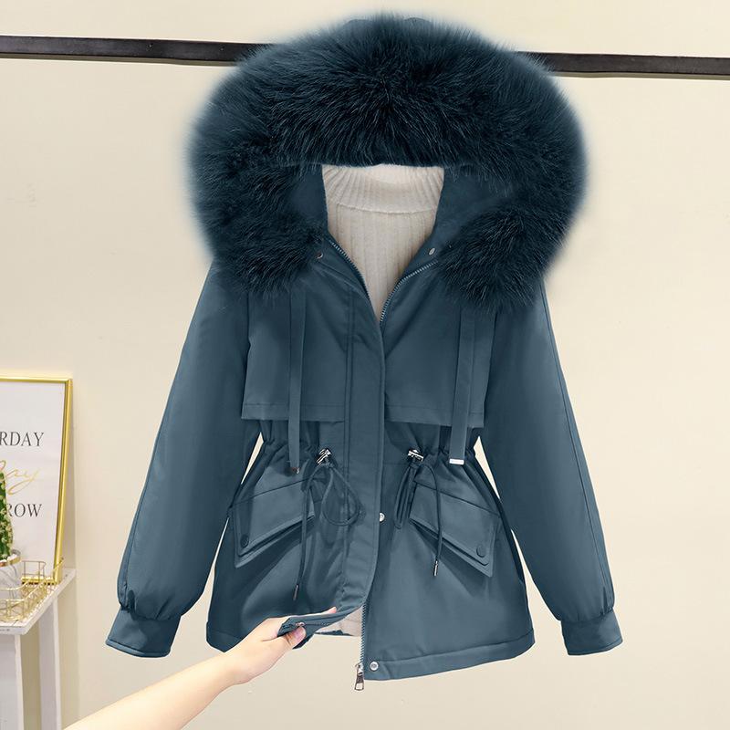 Женское зимнее теплое короткое пальто с искусственным мехом 3XL