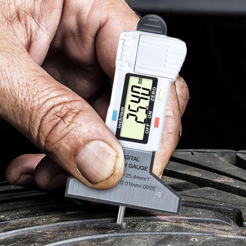 Tread Depth Gauge Tire Depth Gauge Tool Digital 0-25.4mm Range Wear Checker 0.01mm Resolution Handheld Measuring Tool For Car &
