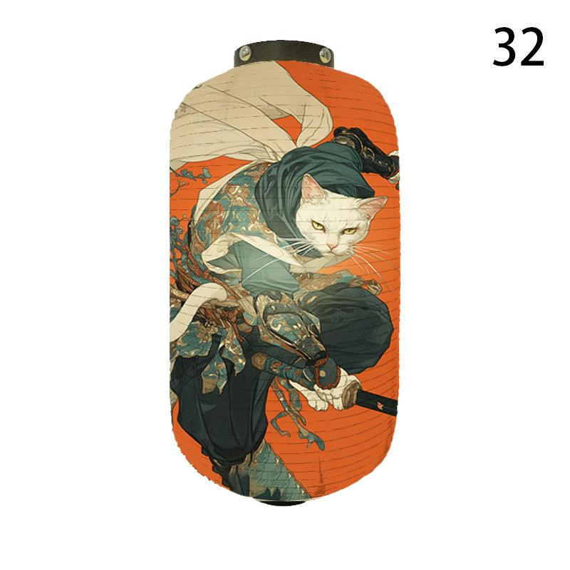 20x35cm Japanese Kimono Samurai Cat Art Pattern Lantern Restaurant Izakaya Cuisine Decor Advertising Sign Ukiyo-e Cloth Lanterns