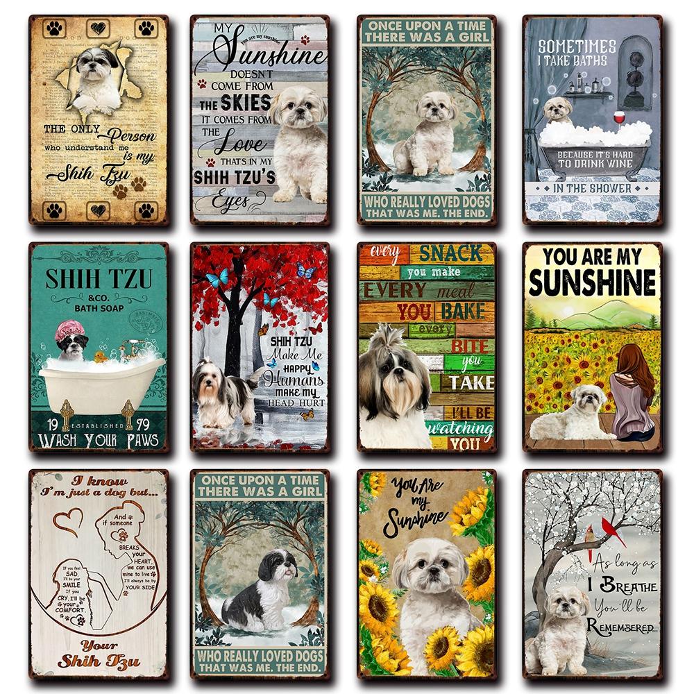 [ Wellcraft ] Pet Shih Tzu Dog You Are My Sunshine Beer Bath Shop Art Metal Tin Sign Wall Poster Iron Painting Pub D-14 20*30 CM