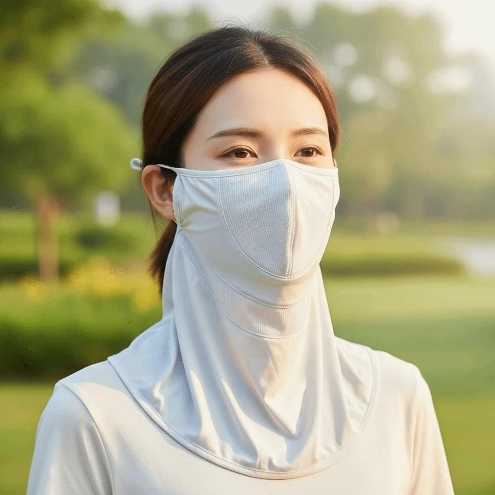 Elastic Neck Sunscreen Mask Ice Silk Breathable Sunshade Mask Face Sun Protection School