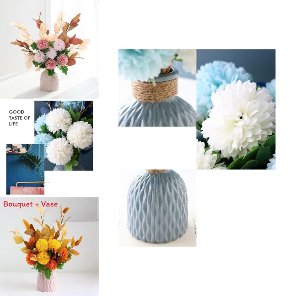 Artificial Hydrangea Flower With Vase Arrangement For Living Room Decor