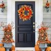 Sunflower Wreath with Autumn Leaves and Berries Artificial Wreath for Front Door Outdoor Home Decor
