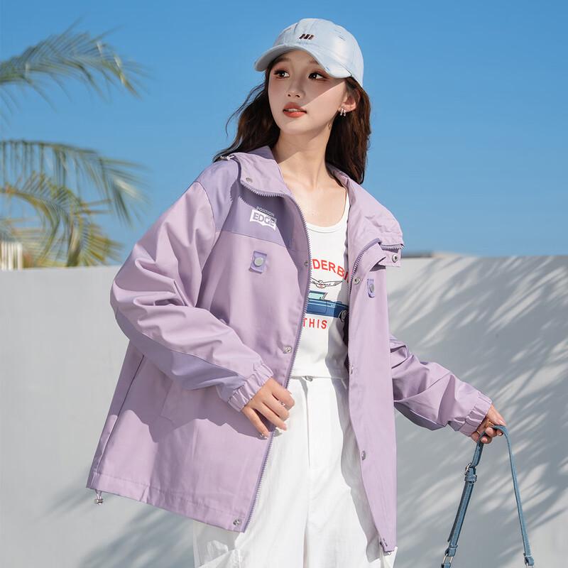 

TonLion Women s Hooded Spliced Workwear Jacket L