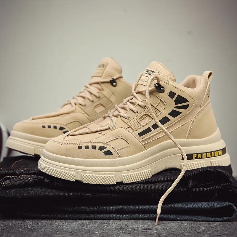 Fashion Leather Tooling Boots For Men New Style Came Lace-up Basic Casual Motorcycle Shoes Top Quality Wear-resistant Popular Anti-wear