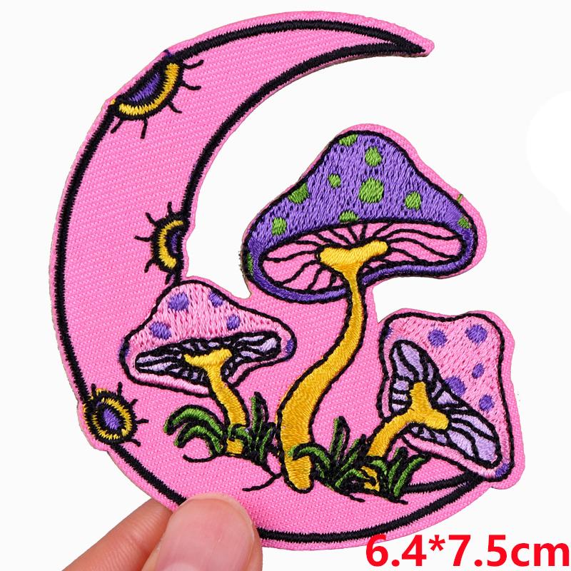 Hats Sew /Ironing Embroidered Patches Cartoon /Mushroom Planet Patch Iron On Patches For Clothing Thermoadhesive Patches Sew Badge