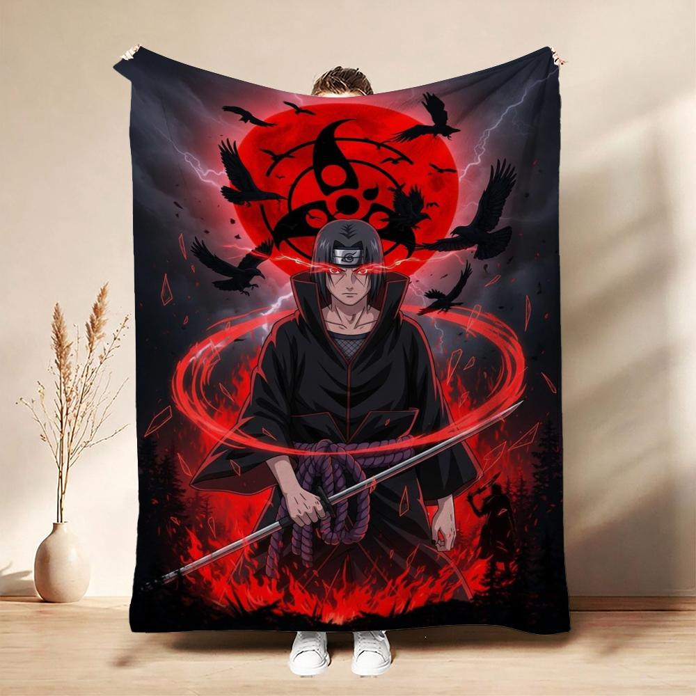 Itachi'S Moon Night Cartoon Flannel Blanket Warm Comfortable Fleece Blanket For Living Room Bedroom Recliner Lightweight Home Decor Gift For Friends