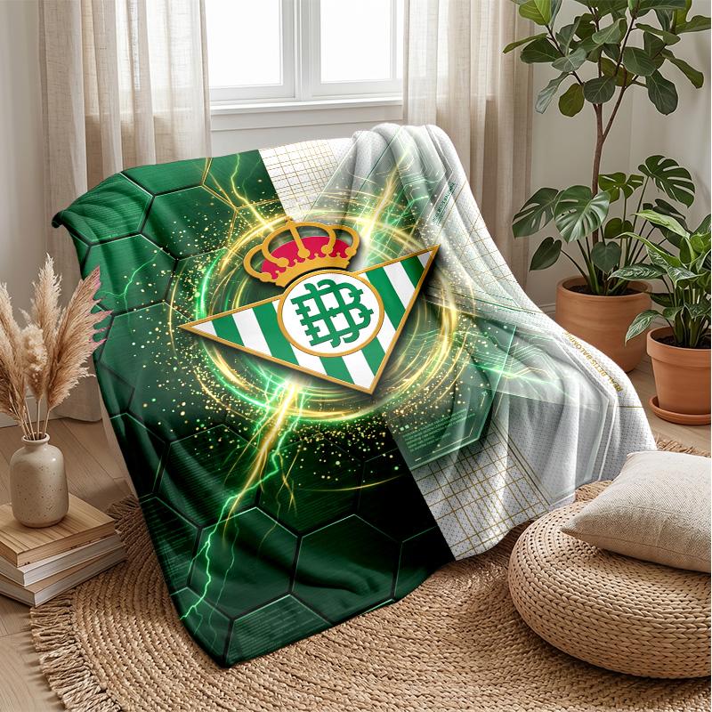 Real Betis Football Print Flannel Blanket, Soft Warm Lightweight Throw Blanket for Sofa Bed Camping