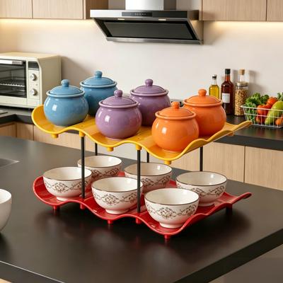 Wave Board Water Cup Holder, Vertical Storage Space Saving Design, Stable Assembled Wave Slot Easy Access Kitchen Organizer