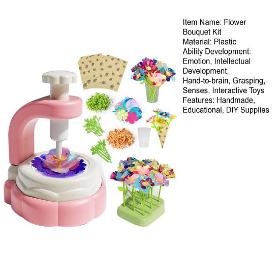 1 Set DIY Fabric Flower Bouquet Kit Kids Handmade Colorful Flower Making Toy Toddlers Girls Educational Floral Bouquet Arts Crafts Activities Toy