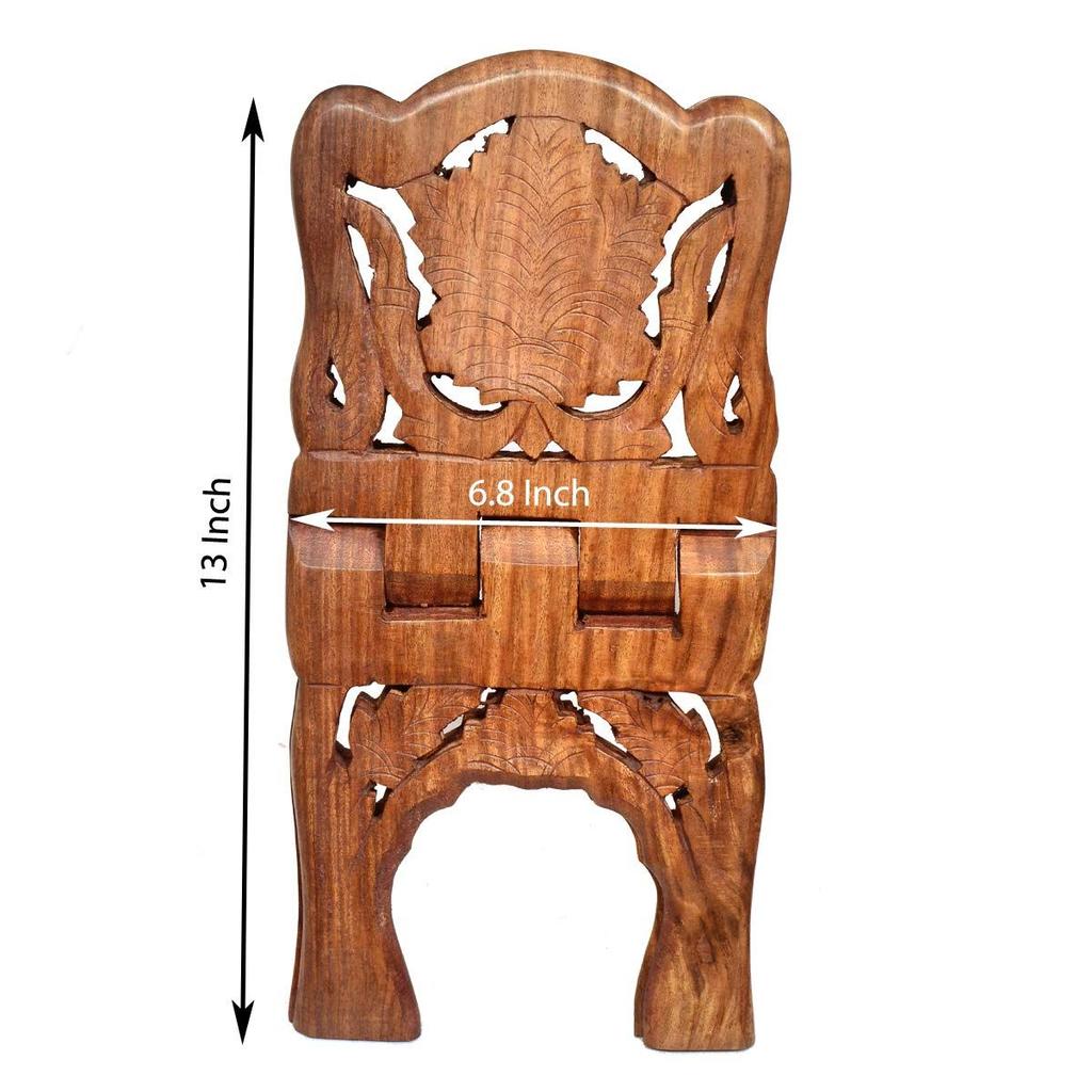 Classical Youth Foldable Book Stand/Holder/Rest/Keep for Home/Work Space/Religious Places (Sheesham, Tan, 13 Inches)