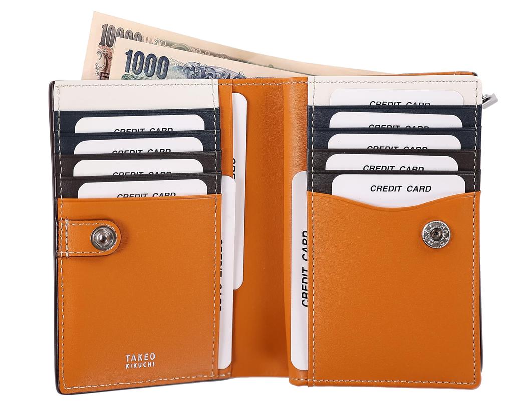 Takeo Kikuchi Margo II Bifold Genuine Available in Camel Color and Available as a Medium or Men's Wallet, Leather, Semi-Long Wallet.
