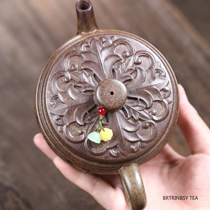 340ml Tradition Yixing Purple Clay Teapot Handmade Flower Bird Tea Pot Beauty Tea Infuser Kettle Chinese Household Zisha Teaware