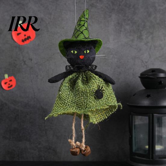 Dekorative Hexenstatue Halloween Hängedekoration, Gruselige Kürbis-/Geist-/Hexen-/Schwarze Katze Puppe Ornament mit Festlichem Jute-Rock für Spukhaus,