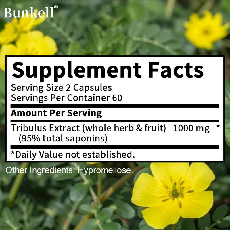 Tribulus terrestris extraktkapslar 1000 mg, energistödstillskott 120 kapslar