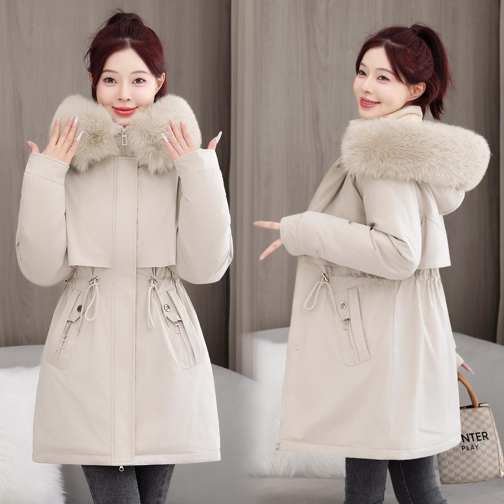 Pie overcome women's medium and long new fashion slim-fitting cotton clothes winter down thickened down cotton-padded jacket