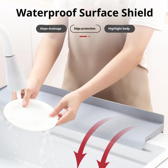 Silicone Sink Splash Guard Vegetable Washing Water Splash Protector Non-slip Reusable Kitchen Sink Countertop Edge Anti-Splash Shield Board