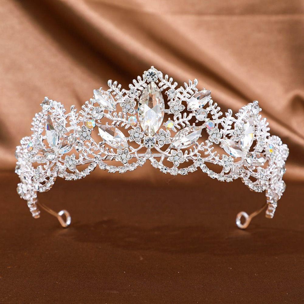 Elegant Bridal Princess Crown Luxury Rhinestone Diadem Women Hair Hoop  Wedding Hair Accessories