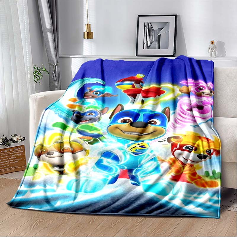 PAW Patrol Cartoon Printed Flannel Blanket Soft Warm All Season Throw For Kids Bedroom Sofa Indoor Home Decor Housewarming Gift