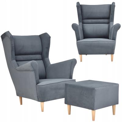 Zoja Wing Chair with Footrest Scandinavian Gray Graphite