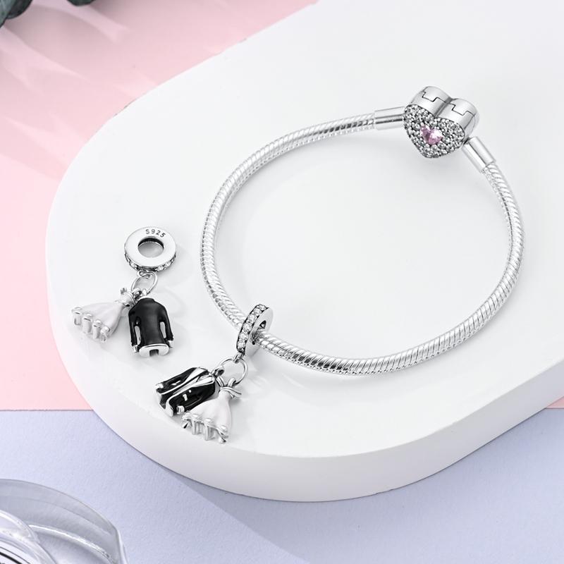Wedding Dress Suit Pendants Copper Original Beads Fit Original Charms Bracelet Beads Jewelry Gifts For Women