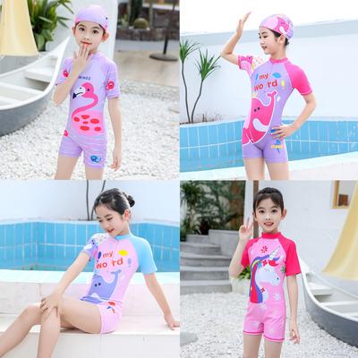 A Set Of Cute Baby Swimsuit For Girls One-Piece Swimsuit And Swimming Cap
