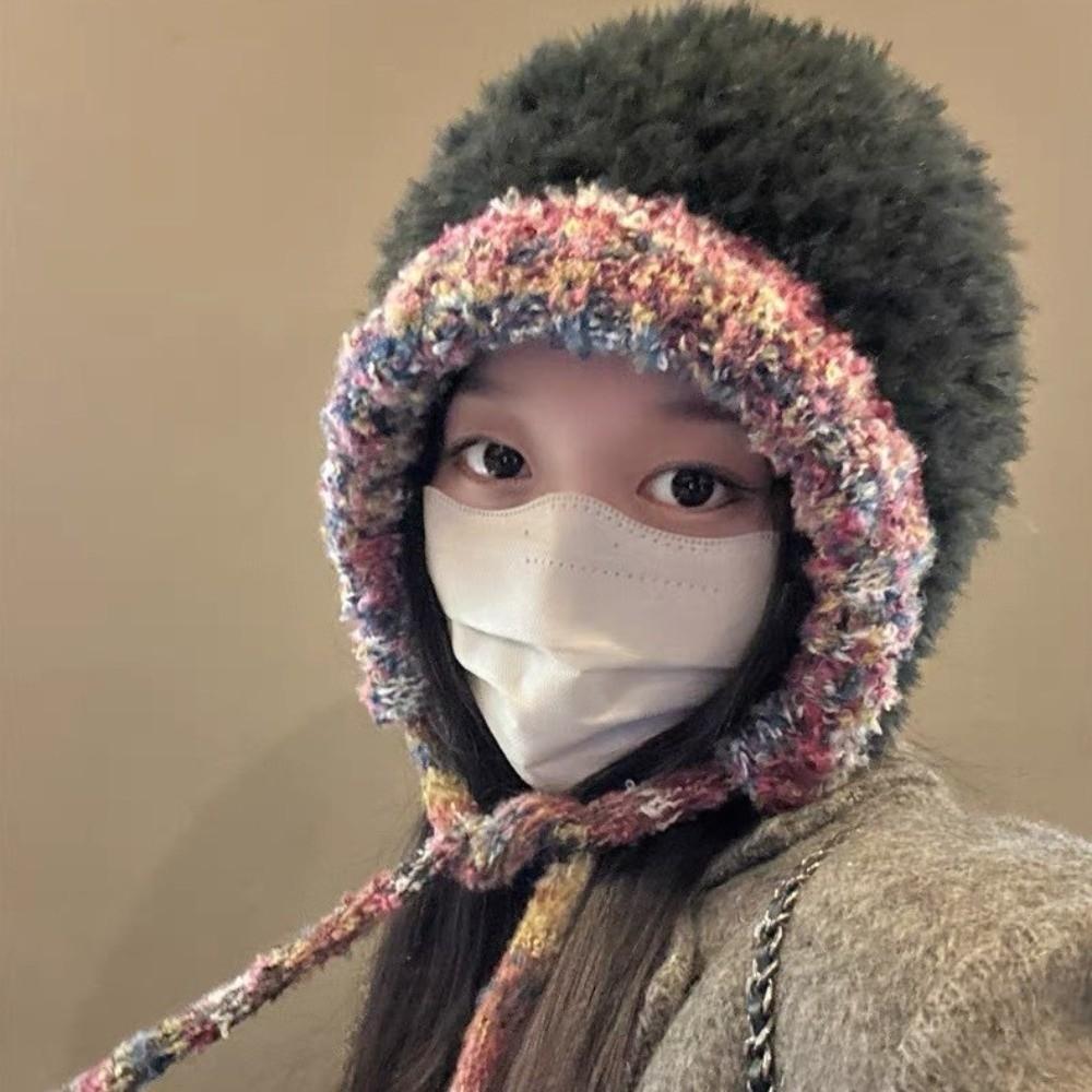 Winddichte Ohrenschützer-Mütze Weiche Gestrickte Warme Mütze Bequeme Plüsch-Ohrenschützer-Kappe Wandern