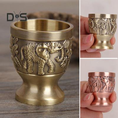 15ml Wine Cup Retro European Style Zinc Alloy Elephant Design Embossed Cup Table Decorations