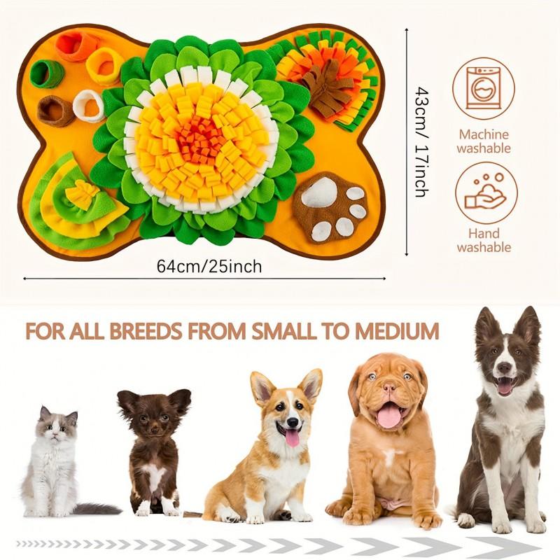 Dog Snuffle Mat Slow Feeding Mental Stimulation - Washable Fleece Puzzle Toy Dogs Cats 64x43cm